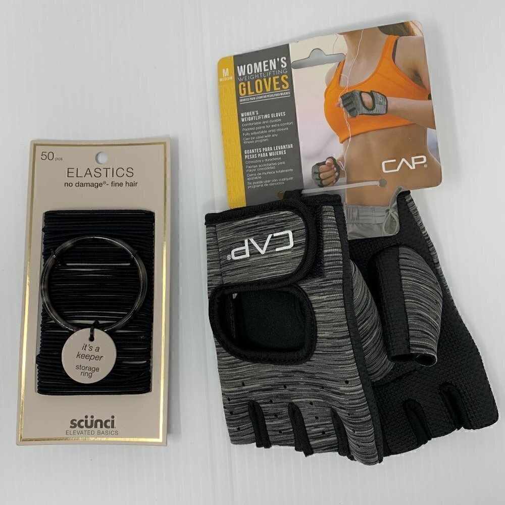Weightlifting Gloves Size Medium + Scunci Fine Hair Bands NWT Gift Set